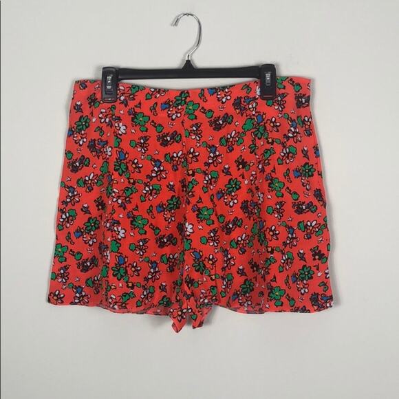 TopShop Shorts Ditzy Floral High Waisted Orange - Picture 7 of 8